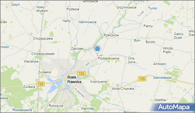 mapa Podsędkowice, Podsędkowice na mapie Targeo